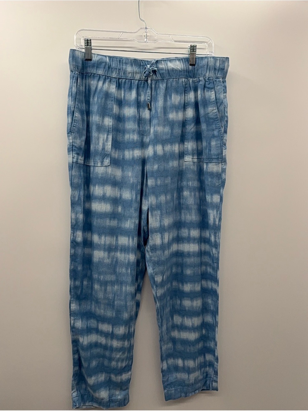 Calvin Klein Women’s L Blue Tie Dye Jogger Pants Cargo Pockets Elastic Waist